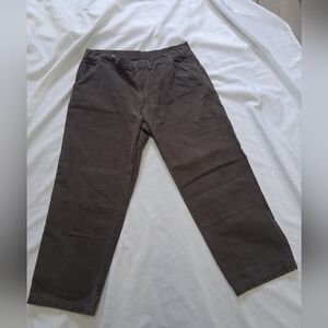 Casual Straight-Leg Work Pants in Dark Brown